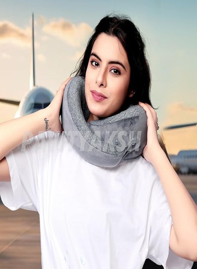 PAVITYAKSH Neck Pillow Simple Foam Neck Pillow - Ergonomic Neck Pillow | Snoozing Neck Support | Adjustable Pillow Lightweight Comfortable & Breathable Cover | Travel Pillow - Image 3